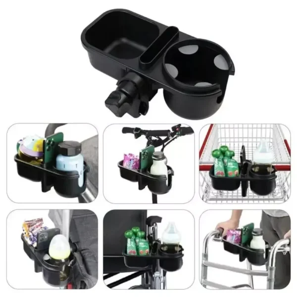 Universal 3-in-1 Baby Stroller Cup Holder - Adjustable, Rotatable, Multipurpose Accessory - Image 6