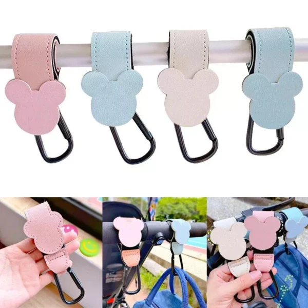 360-Degree Rotatable Cartoon Stroller Hooks - Durable Polyester Pram Organizer Accessories - Image 2