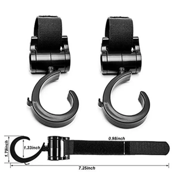 360° Rotating Pram Hooks - 2pcs Multipurpose Stroller Accessory for Shopping & Carrying - Image 7