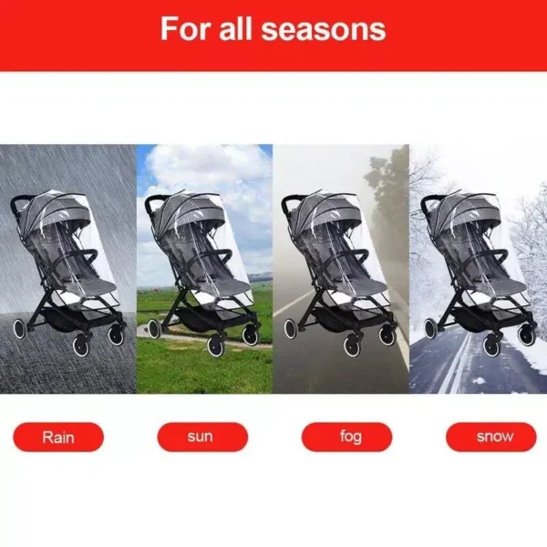 Universal EVA Stroller Rain Cover - Transparent, Breathable Trolley Umbrella for Toddlers - Image 3