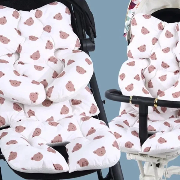 Cozy Bear-Print Baby Stroller Cushion - Soft Cotton Seat Pad for Infants & Newborns - Image 6