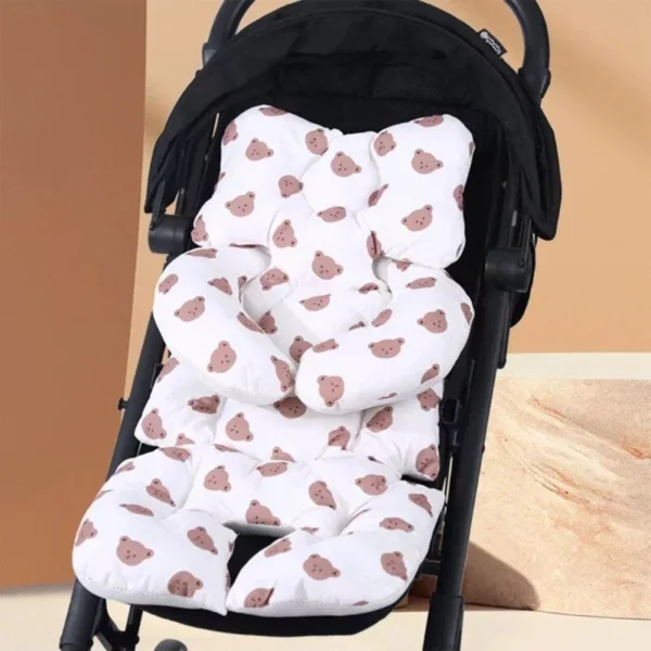 Cozy Bear-Print Baby Stroller Cushion - Soft Cotton Seat Pad for Infants & Newborns - Image 5