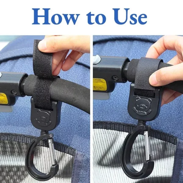 360° Rotating Universal Stroller Hooks (2-Pack) - Durable, Easy Install Pram Accessory - Image 3