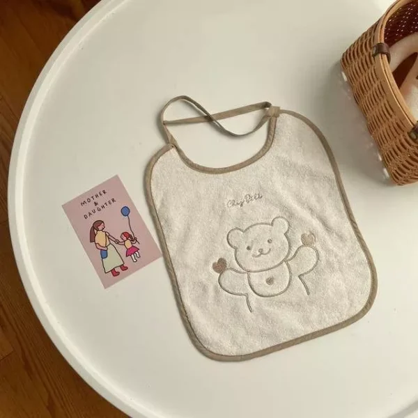 Waterproof Baby Bib with Embroidery: Large Muslin Saliva Towel & Burp Cloth