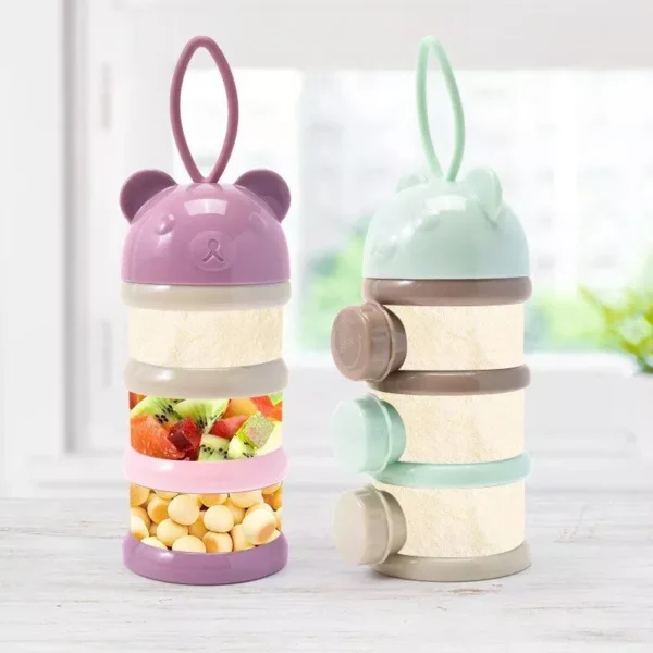 Cartoon Fruit-Style Portable Baby Food Storage: Multi-Opening Cereal & Milk Powder Container - Image 4