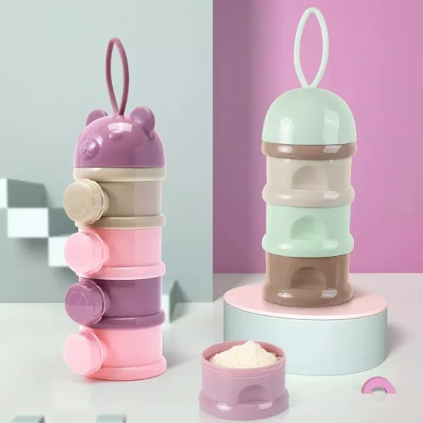 Cartoon Fruit-Style Portable Baby Food Storage: Multi-Opening Cereal & Milk Powder Container - Image 3