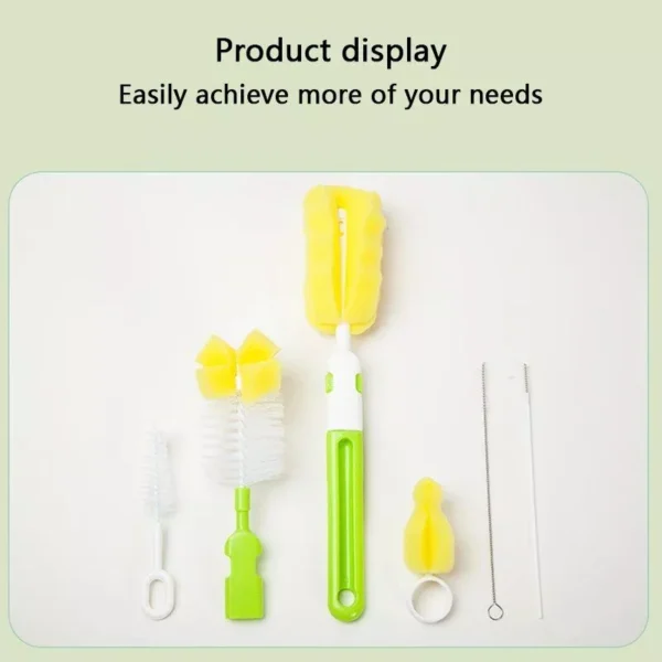 360° Rotating Baby Bottle & Pacifier Cleaning Brush Set with Straw Cleaner - Image 7