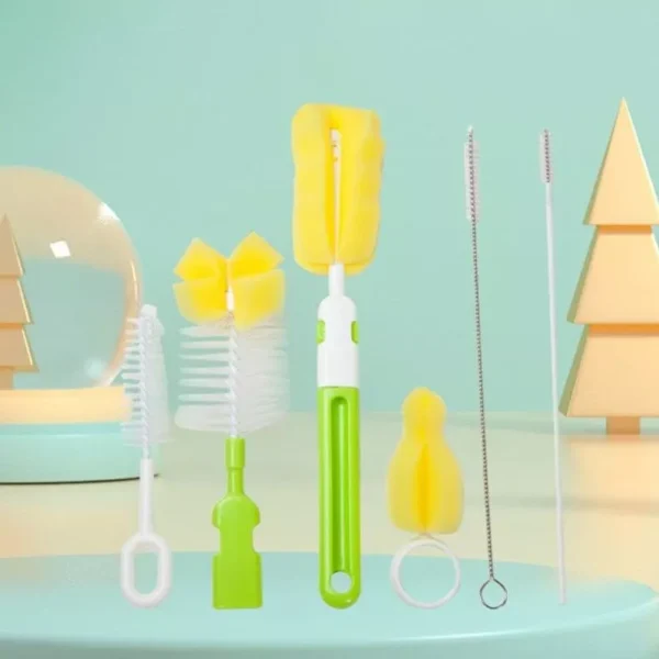 360° Rotating Baby Bottle & Pacifier Cleaning Brush Set with Straw Cleaner