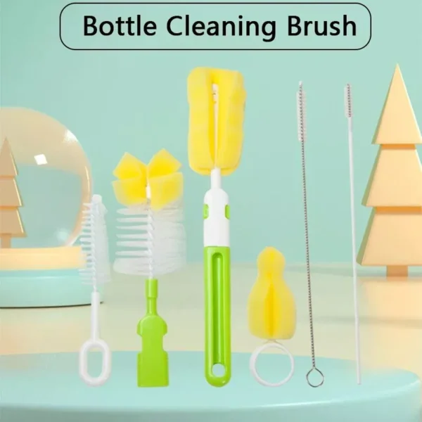 360° Rotating Baby Bottle & Pacifier Cleaning Brush Set with Straw Cleaner - Image 2