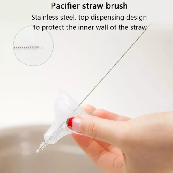 360° Rotating Baby Bottle & Pacifier Cleaning Brush Set with Straw Cleaner - Image 6