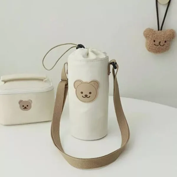 Korean Cartoon Animal Embroidered Kids Water Bottle Insulation Cover