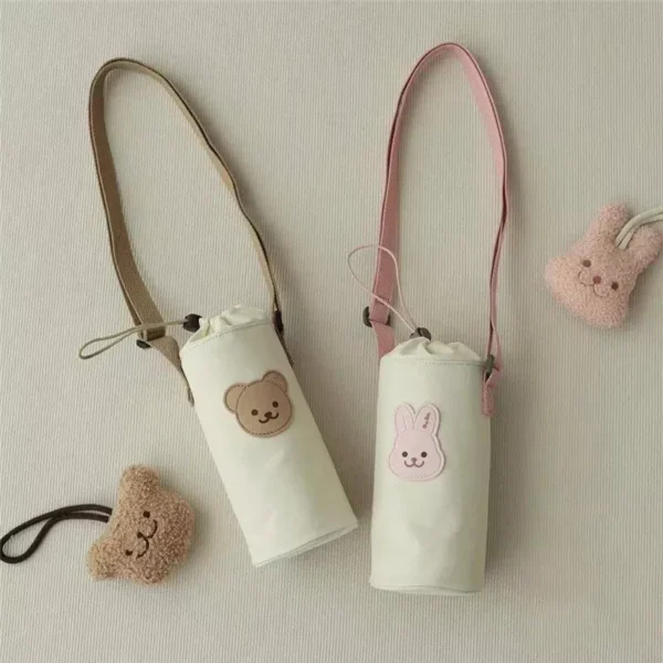 Korean Cartoon Animal Embroidered Kids Water Bottle Insulation Cover - Image 5