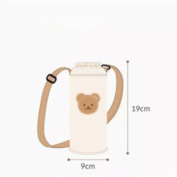 Korean Cartoon Animal Embroidered Kids Water Bottle Insulation Cover - Image 9