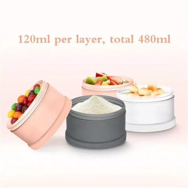 Stackable Baby Milk Powder & Food Storage Dispenser with 4 Compartments - Image 3