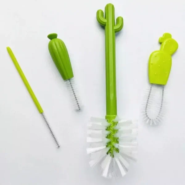 Cute Cartoon Cactus Baby Bottle Cleaning Brush Set - Image 4