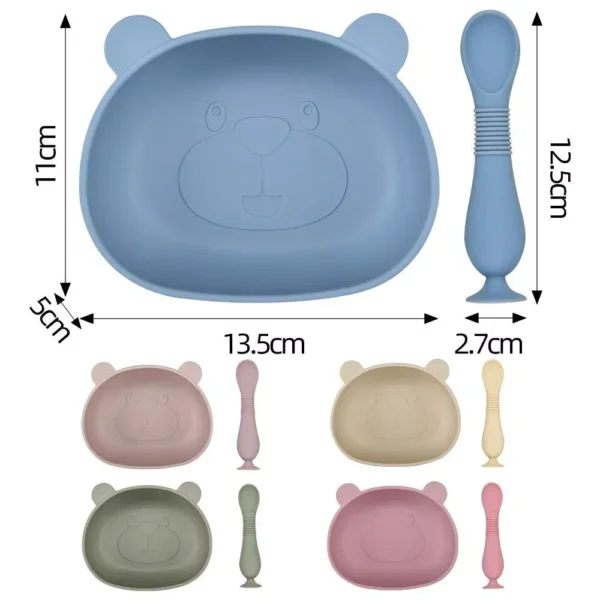 BPA-Free Silicone Panda Baby Feeding Set with Non-Slip Bowl & Waterproof Spoon - Image 7