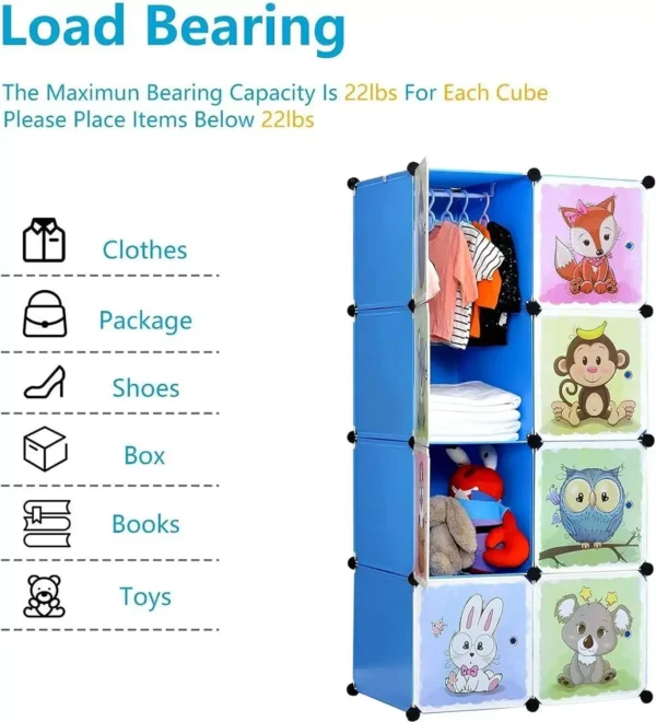 Portable Cartoon Clothes Closet DIY Modular Storage Organizer for Kids - Image 4