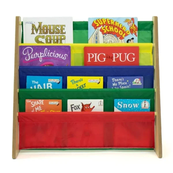 Compact Toddler Book Rack with Easy-View Sling Sleeves - Image 7