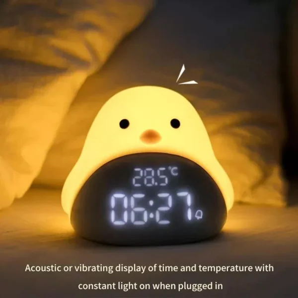 Time Bird Night Light & Alarm Clock: Cartoon Cute Silicone Touch Lamp for Kids - Image 5