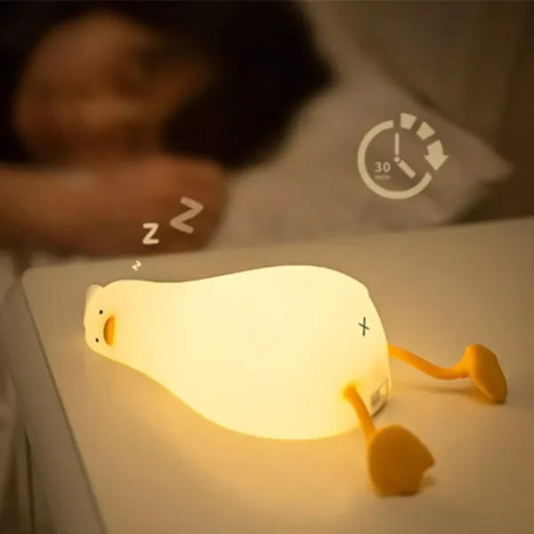 Squishy Duck LED Night Light - Rechargeable, Silicone, Soft Warm Glow for Children's Bedroom - Image 2