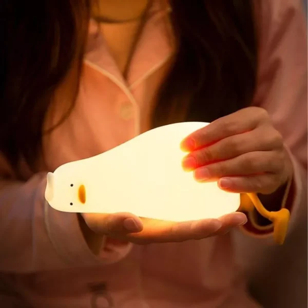 Squishy Duck LED Night Light - Rechargeable, Silicone, Soft Warm Glow for Children's Bedroom