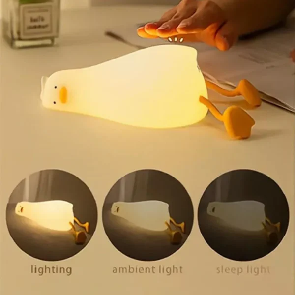 Squishy Duck LED Night Light - Rechargeable, Silicone, Soft Warm Glow for Children's Bedroom - Image 5