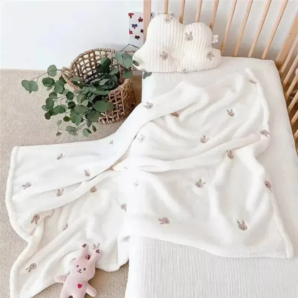 Soft Cartoon Coral Fleece Baby Blanket - Image 2