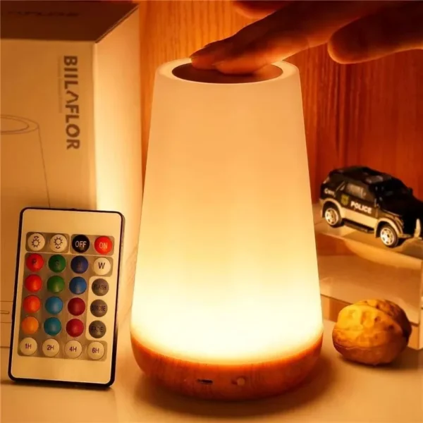 RGB Touch Sensor Dimmable Night Light - Portable, USB Rechargeable with Remote Control