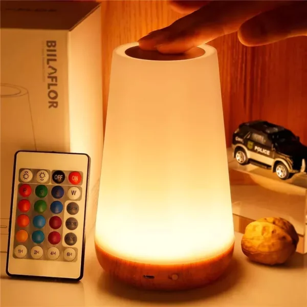 RGB Touch Sensor Dimmable Night Light - Portable, USB Rechargeable with Remote Control - Image 2