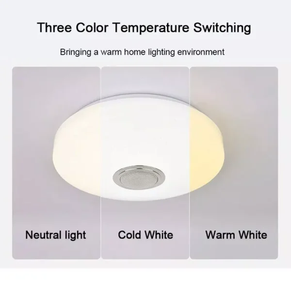 Smart RGB LED Ceiling Lamp with Bluetooth Music Sync and Remote Control - Perfect for Modern Home Lighting - Image 6