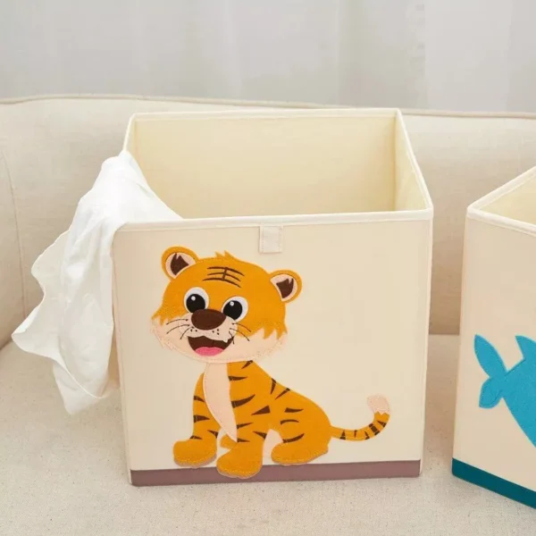 13" Foldable Embroidery Animal Cube Storage Box - Image 4