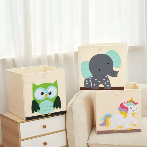 13" Foldable Embroidery Animal Cube Storage Box - Image 3