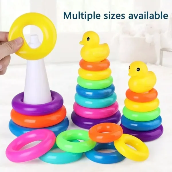 Colorful Animal-Themed Wooden Stacking Ring Tower: Fun Learning and Development Toy - Image 4