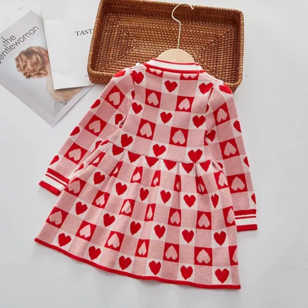 Chic Autumn & Spring Love Plaid Princess Dress for Girls - Image 3