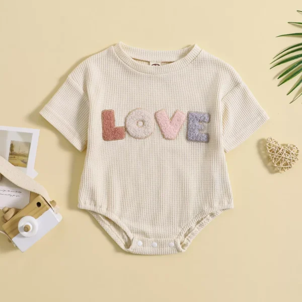 Unisex Baby Summer Heart Pattern Bodysuit - Image 2