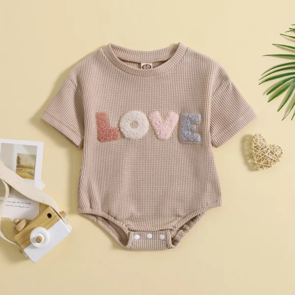 Unisex Baby Summer Heart Pattern Bodysuit - Image 3