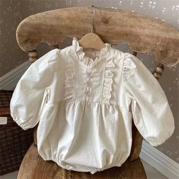 Charming Autumn Long Sleeve Cotton Bodysuit for Baby Girls - Image 6