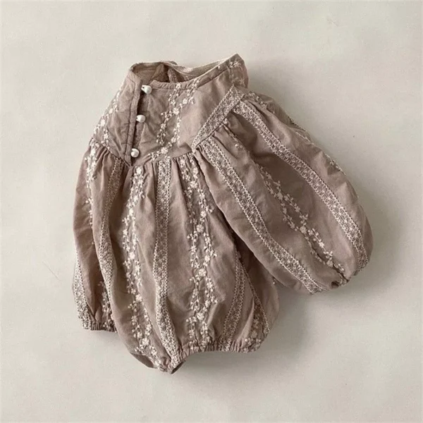 Charming Autumn Long Sleeve Cotton Bodysuit for Baby Girls - Image 2