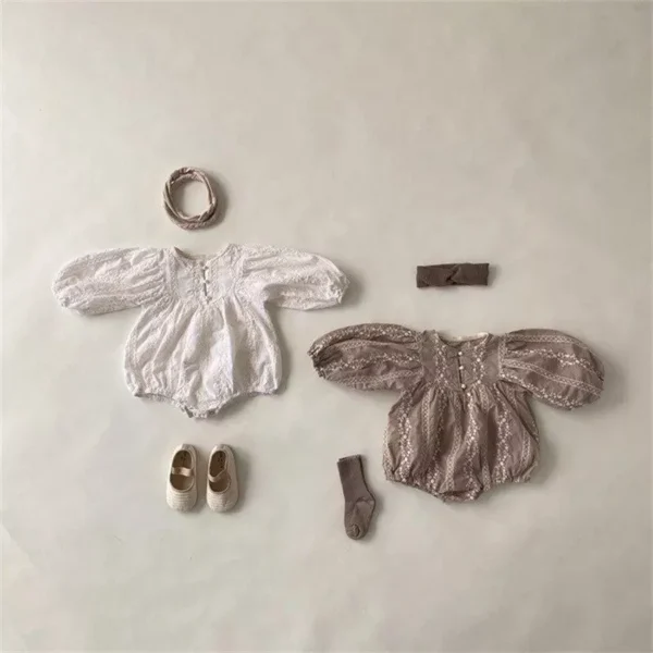 Charming Autumn Long Sleeve Cotton Bodysuit for Baby Girls - Image 4