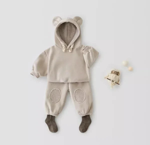 Charming Spring Bear Ears 2-Piece Hooded Sweater and Pants Set for Toddlers - Image 7