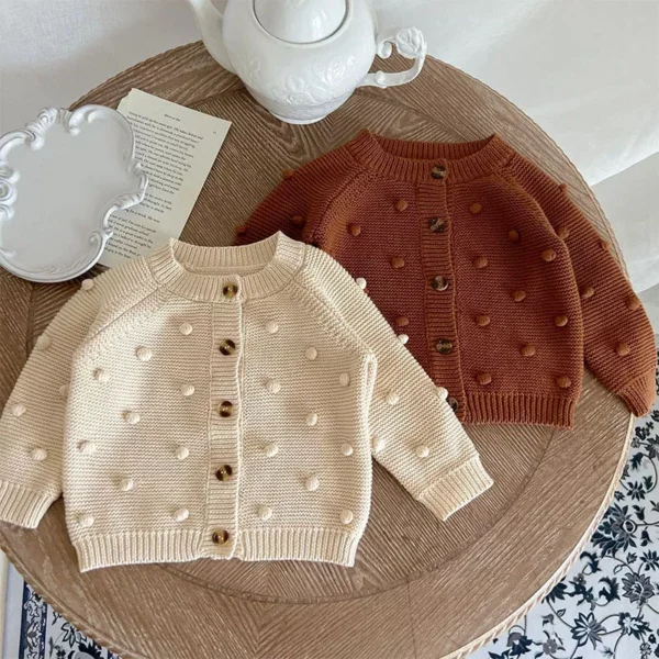 Comfy Chic Toddler Knit Cardigan - Solid Color, Long Sleeve, Autumn Baby Fashion