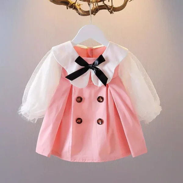 Charming Princess Party Dress for Baby Girls - Casual Long Sleeve, Cotton Blend, 0-3 Years - Image 2