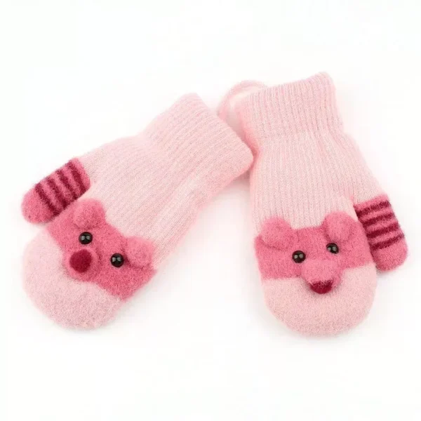 Adorable Cartoon-Themed Warm Knit Gloves for Toddlers (0-3 Years) - Image 4