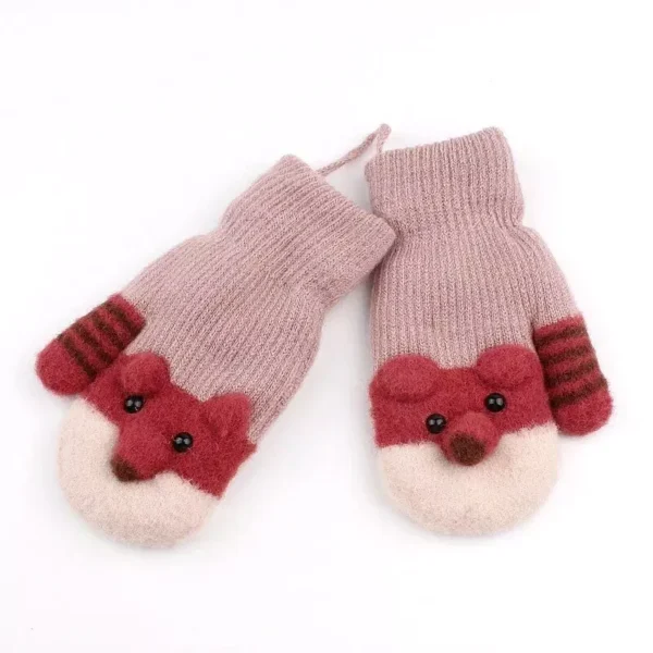 Adorable Cartoon-Themed Warm Knit Gloves for Toddlers (0-3 Years) - Image 7